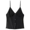 Alexander Wang Snap Front Lace Tank Top In Black