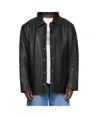 Alexander Wang Snap Front Leather Jacket In Black