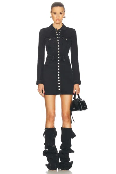 Alexander Wang Snap Front Mini Dress In Washed Black