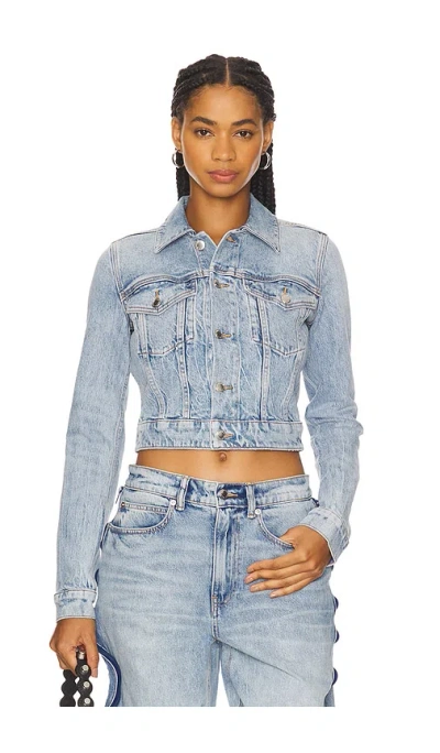 Alexander Wang Snug Trucker Jacket In Blue