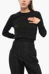 Alexander Wang Solid Color Wool Crew-neck Sweater In Black