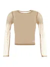 Alexander Wang Solid Mesh Long Sleeve T-shirt In Pink