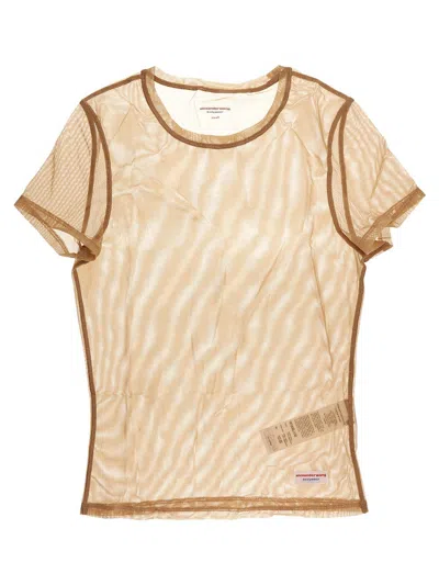 Alexander Wang Solid Mesh T-shirt In Beige