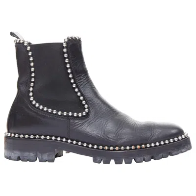 Pre-owned Alexander Wang Spencer Black Silver Studded Ankle Chelsea Boots Eu39