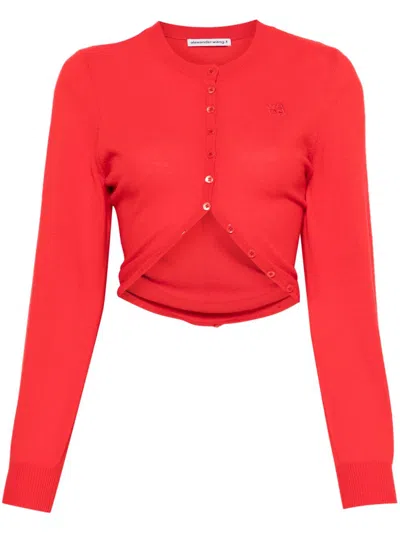 Alexander Wang Split-hem Cardigan In Red