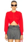 Alexander Wang Split Hem Long Sleeve Cardigan In Fiery Red