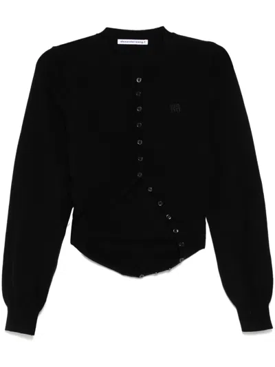 Alexander Wang Split-hem Cardigan In Black