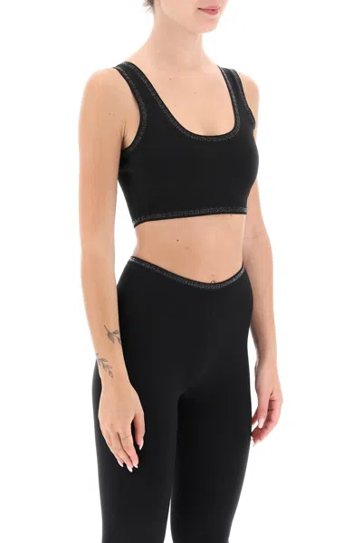Alexander Wang Sports Bra With Crystal-studded Logo Trims In Black