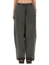Alexander Wang Elastic Waistband Wide Leg Trousers In Gray
