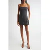 Alexander Wang Mini Dress With Crystal Accents And Spaghetti Straps In 010 Charcoal