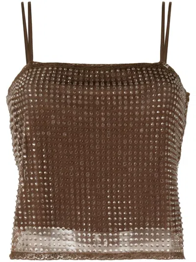 Alexander Wang Square-neck Sleeveless Top In Braun