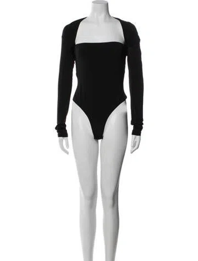 Pre-owned Alexander Wang Square Neckline Long Sleeve Bodysuit In Black