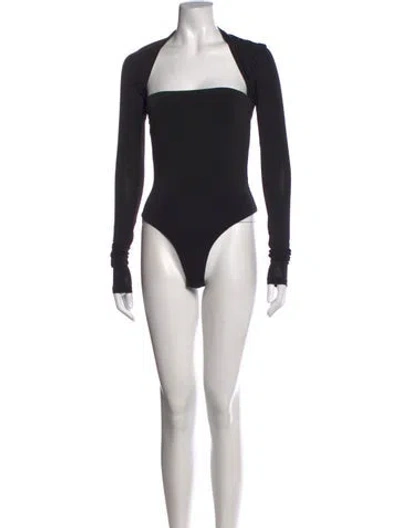 Pre-owned Alexander Wang Square Neckline Long Sleeve Bodysuit In Black