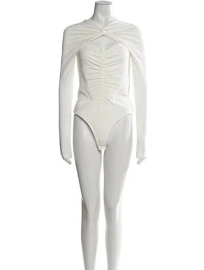 Pre-owned Alexander Wang Square Neckline Long Sleeve Bodysuit In White