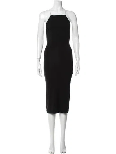 Pre-owned Alexander Wang Square Neckline Midi Length Dress In Black