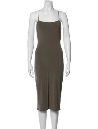 Pre-owned Alexander Wang Square Neckline Midi Length Dress In Green