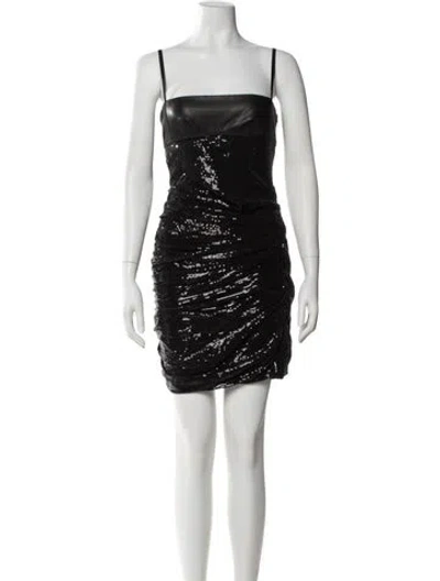 Pre-owned Alexander Wang Square Neckline Mini Dress In Black