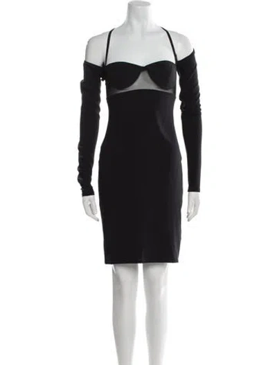 Pre-owned Alexander Wang Square Neckline Mini Dress In Black