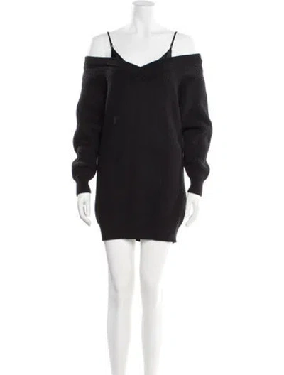 Pre-owned Alexander Wang Square Neckline Mini Dress In Black