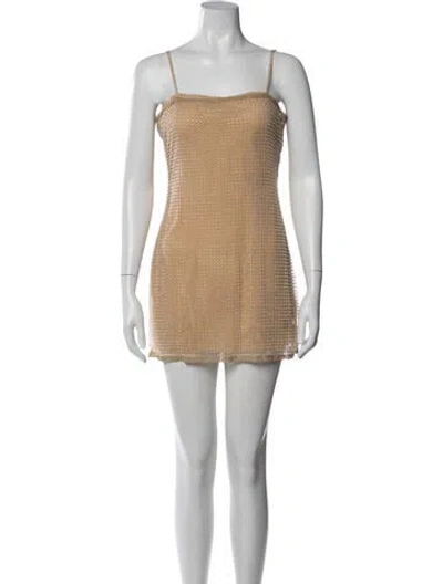 Pre-owned Alexander Wang Square Neckline Mini Dress In Gold