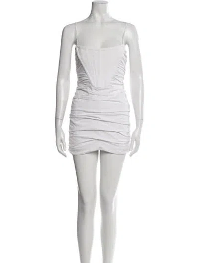 Pre-owned Alexander Wang Square Neckline Mini Dress In White