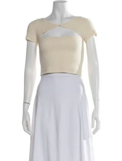 Pre-owned Alexander Wang Square Neckline Short Sleeve Crop Top In Neutral