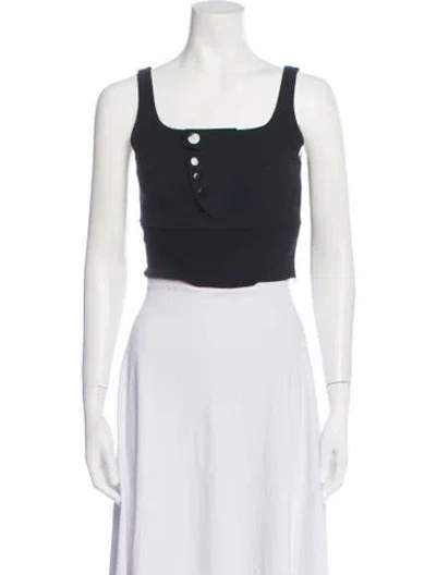 Pre-owned Alexander Wang Square Neckline Sleeveless Crop Top In Black