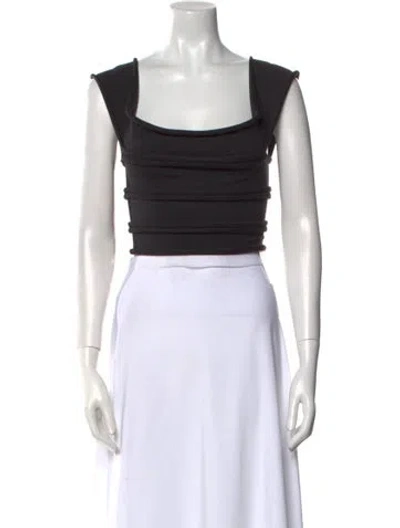 Pre-owned Alexander Wang Square Neckline Sleeveless Crop Top In Black
