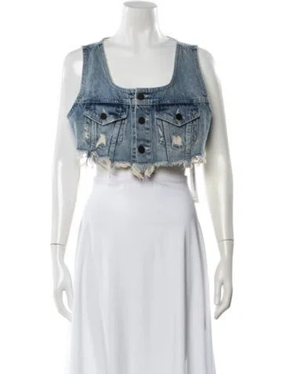 Pre-owned Alexander Wang Square Neckline Sleeveless Crop Top In Multi