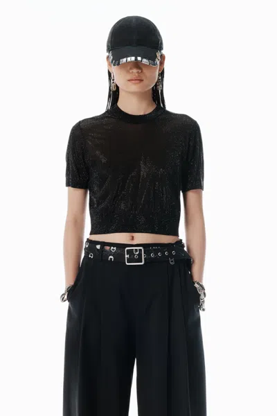 Alexander Wang Ss Tee With Clear Bead Hotfix In Black