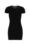 Alexander Wang Ss V-neck Dress With Nameplate Chain In Black