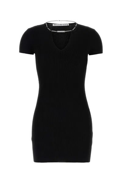 Alexander Wang Ss V-neck Dress With Nameplate Chain