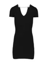 Alexander Wang Ss V-neck Dress With Nameplate Chain Dresses Black In Black