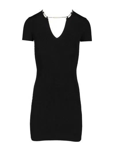 Alexander Wang Ss V-neck Dress With Nameplate Chain Dresses Black