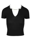 Alexander Wang Ss V-neck Pullover With Nameplate Chain Dresses Black In Black