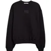 Alexander Wang Stacked Logo Cotton Terry Sweatshirt In Black