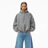 Alexander Wang Star Zip Up Hoodie In Dense Fleece In Sidewalk