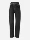 Alexander Wang Slit Hem Prestyle Hotfix Mesh Undie Jeans In Black