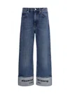 Alexander Wang Wide-leg Denim Jeans Folded Cuffs In Blue