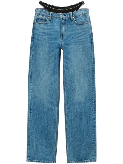 Alexander Wang Mid-rise Relaxed Jeans With Pre-styled Logo Brief In Blue