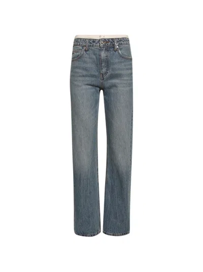 Alexander Wang Straight Pointelle Undie Jeans Vintage Light Indigo In Blue