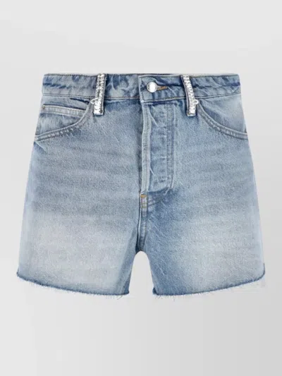 Alexander Wang Straight Shorts Belt Loops Back Pockets In Blue