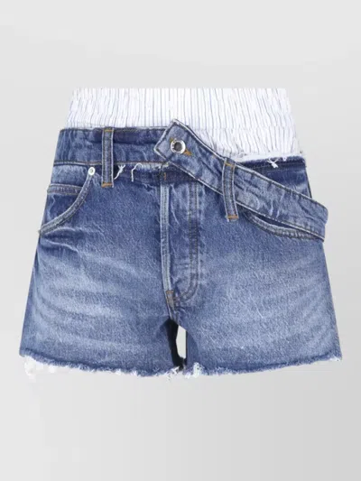 Alexander Wang Straight Shorts Belt Loops Back Pockets In Blue