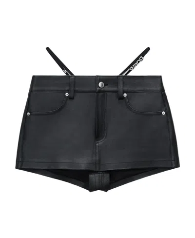 Alexander Wang Strap-detail Calfskin Mini Skirt In Black
