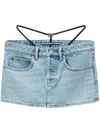 Alexander Wang Thong Strap Mini Denim Skirt In Blue