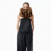 Alexander Wang Strapless Leather Bubble Top In Black