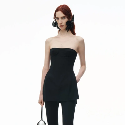 Alexander Wang Strapless Corset Top With Side Slits In Black