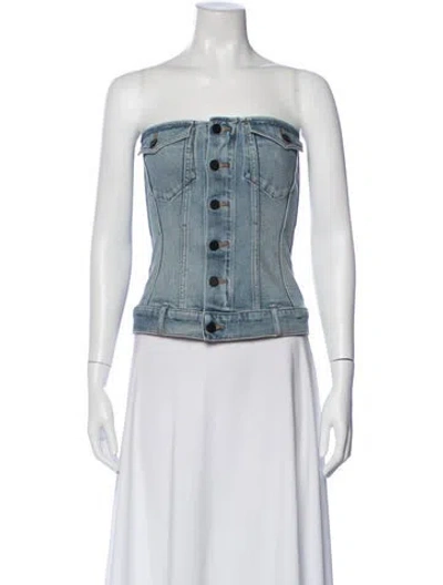 Pre-owned Alexander Wang Strapless Crop Top In Blue