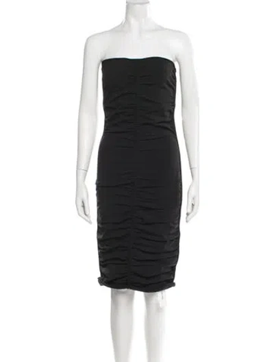 Pre-owned Alexander Wang Strapless Knee-length Dress In Black