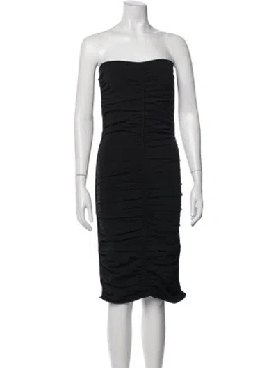 Pre-owned Alexander Wang Strapless Knee-length Dress In Black